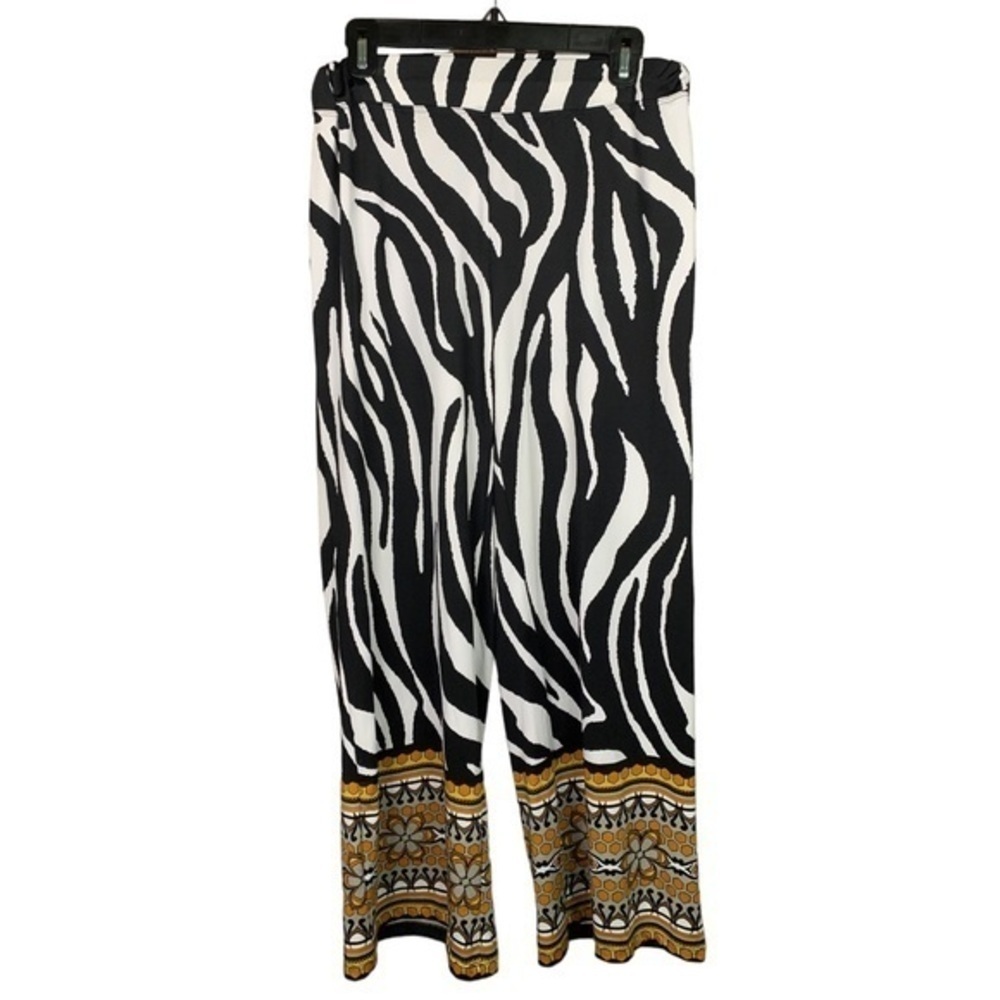 Multiples Lounge Pants Black and White Animal Print Ladies Size Petite Large